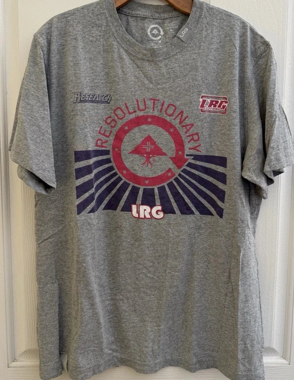 LRG Resolutionary Co Mens Gray T-Shirt Size M Y2K Skater Hip Hop Streetwear