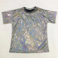 1x Unisex Shiny Holographic Shirt Top Tee Dance Disco Costume Glitter Shirt Top