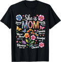 She is Mom Bible Verses Christian Boho Floral Mother's Day T-Shirt