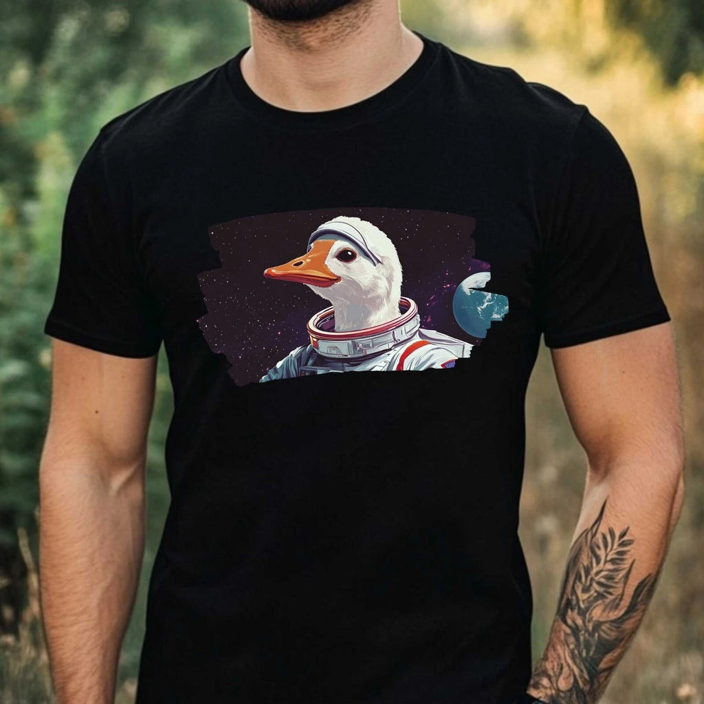 Men's Goose as Astronaut Motif Cotton T-Shirt Size XS to 5XL