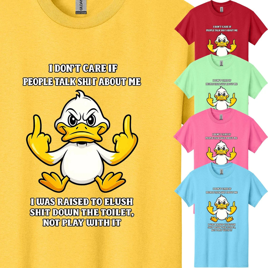 I Dont Care Funny Duck Men's T Shirt Graphic Sarcastic Quote Humor Joke USA Tee