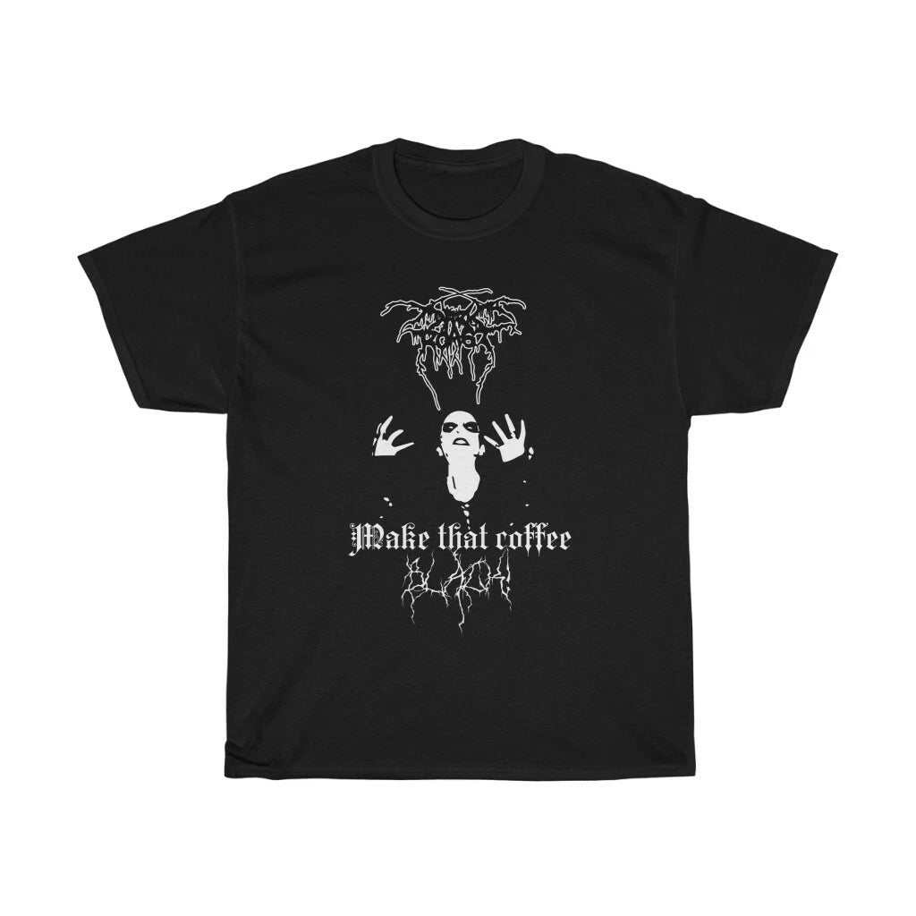 Dark Roast: Make That Coffee Black! T-Shirt (Darkthrone Parody, Humor)