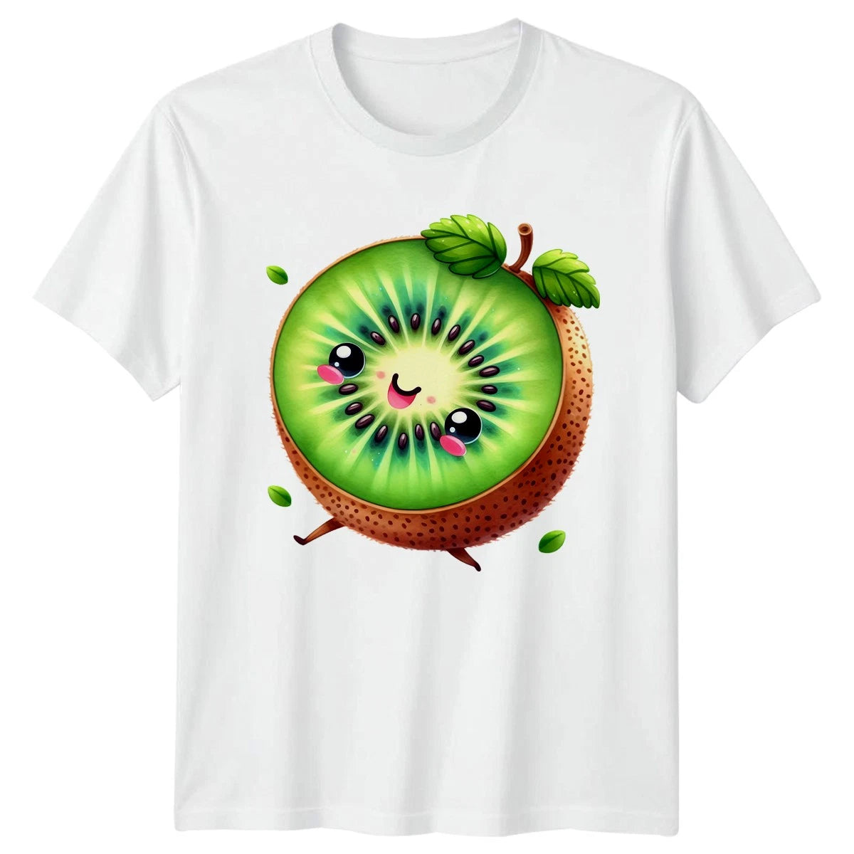 Cute Kawaii Happy Kiwi Fruit T-Shirt Cute Fruit Food Lover Birthday Gift