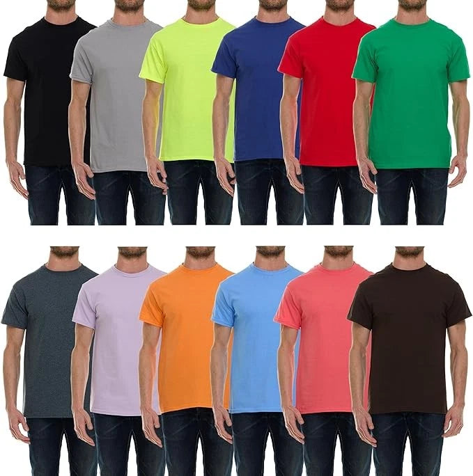 BILLIONHATS 12 Pack Plus Size Men Cotton T-Shirt Short Sleeve Tees (Large)