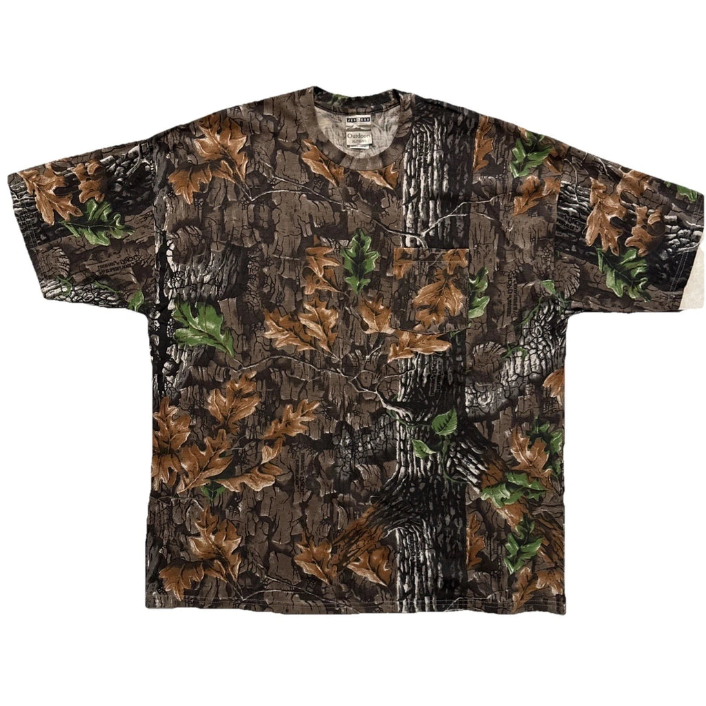 VINTAGE Jerzees Outdoors Camouflage T Shirt Mens XL Trebark Lynch USA Hunting