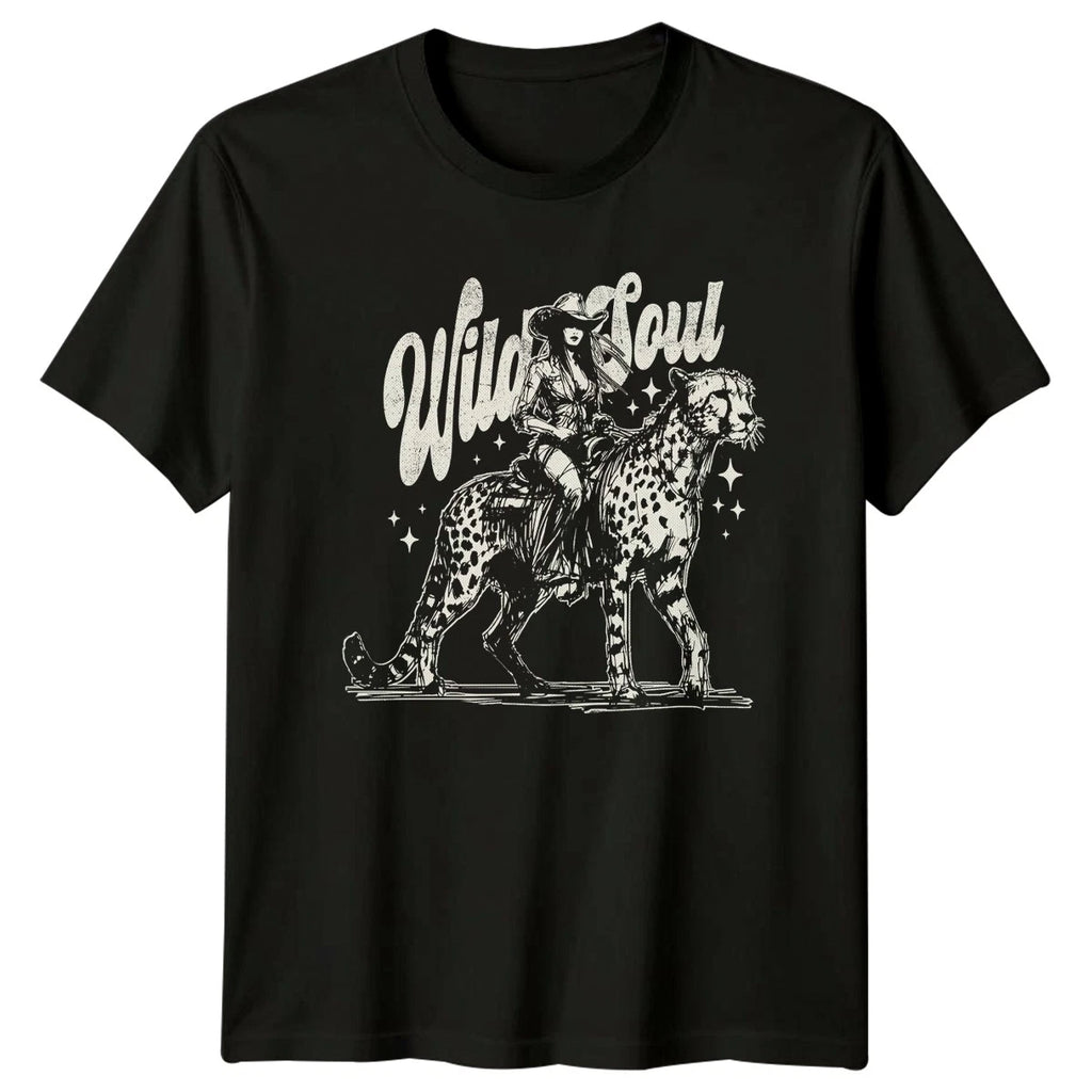 Wild Soul Womens T-Shirt Cowgirl Aesthetic Western Lifestyle Birthday