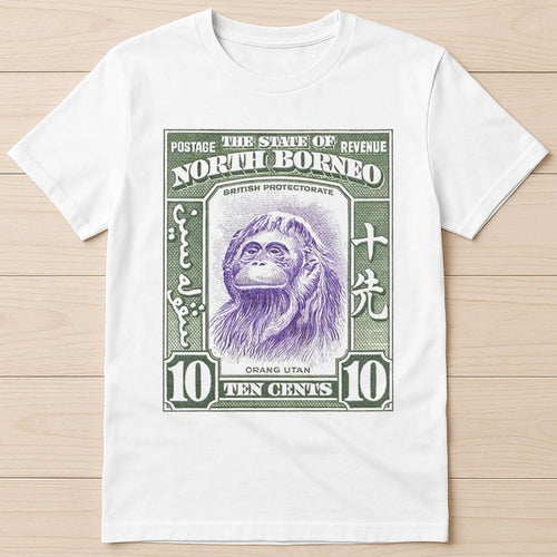 939 North Borneo Orangutan Monkey Stamp Art Movie Music Gift Tee T Shirt 8022
