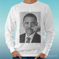 Felpa Man Light Sweater White " Obama Moustache Mustache " Road To Happiness