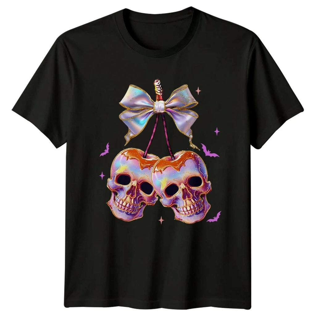 Pastel Skull Cherries Halloween Pastel Skulls Mens Womens Graphic Unisex Tee