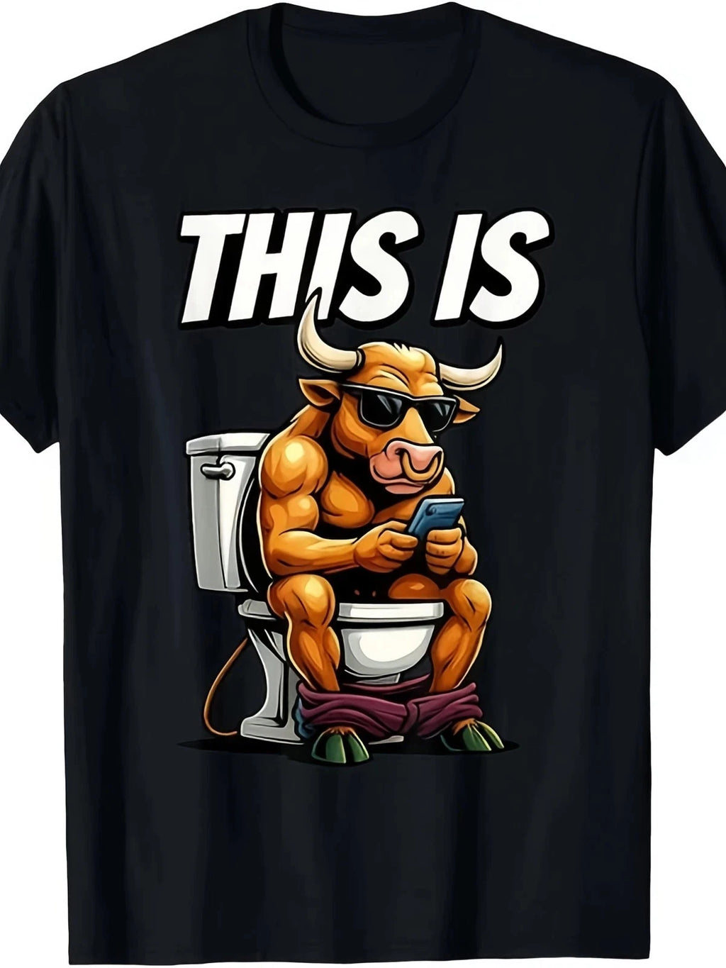 This Is Bullshit Funny Bull On Toilet T-Shirt, Sarcastic Graphic Tee