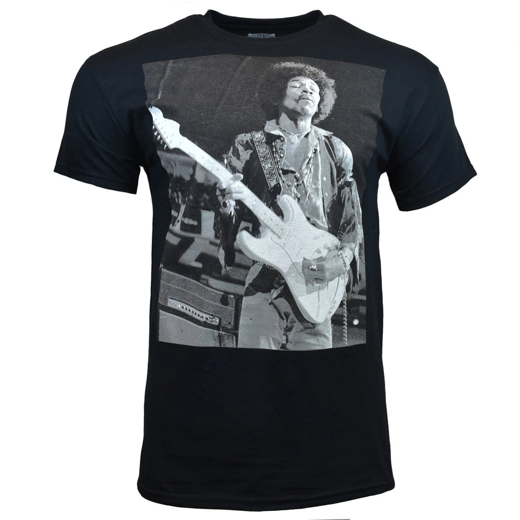JIMI HENDRIX Men Tee T Shirt Short Sleeve Music Vintage Guitar Rock BLACK NEW
