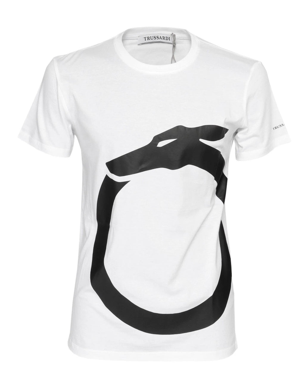 NWT TRUSSARDI Milano T-SHIRT crewneck cotton white black  luxury Italy XL