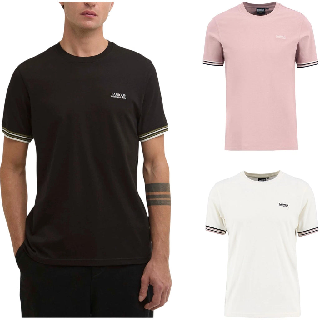 Barbour Mens B.Intl Burnwood Tipped Cuff T-Shirt Soft Cotton T-Shirts