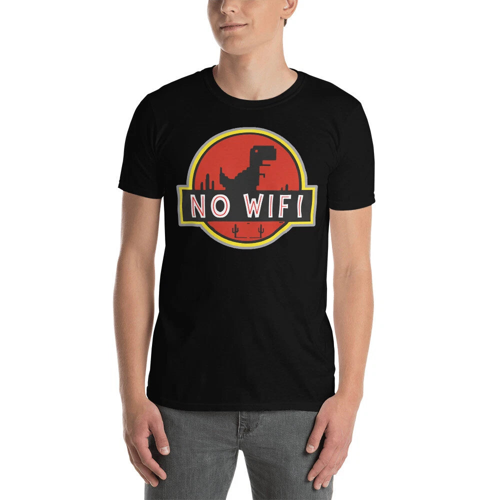 NO WIFI DINOSAUR MODE FUN TRENDY GRAPHIC DESIGN Short-Sleeve Unisex T-Shirt