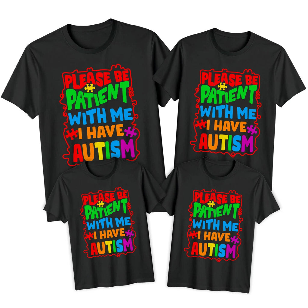 Family Please Be Patient Autism Awareness Day T-Shirt Tee Spectrum Acceptance#AD