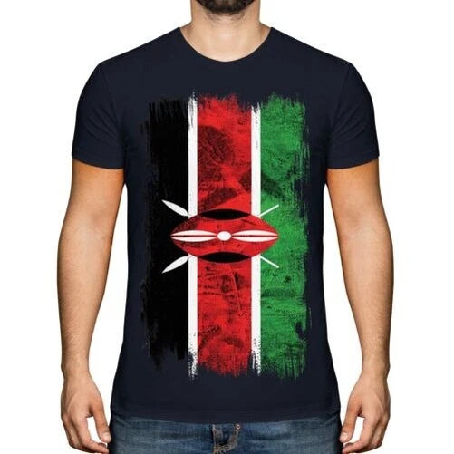 KENYA GRUNGE FLAG MENS T-SHIRT TEE TOP KENYAN SHIRT FOOTBALL JERSEY GIFT