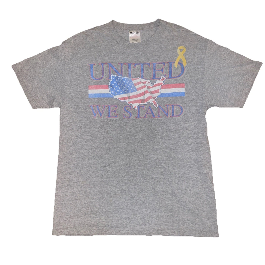 Vintage Amierica Shirt Men's Large Gray United We Stand Graphic Tee Short Sleeve
