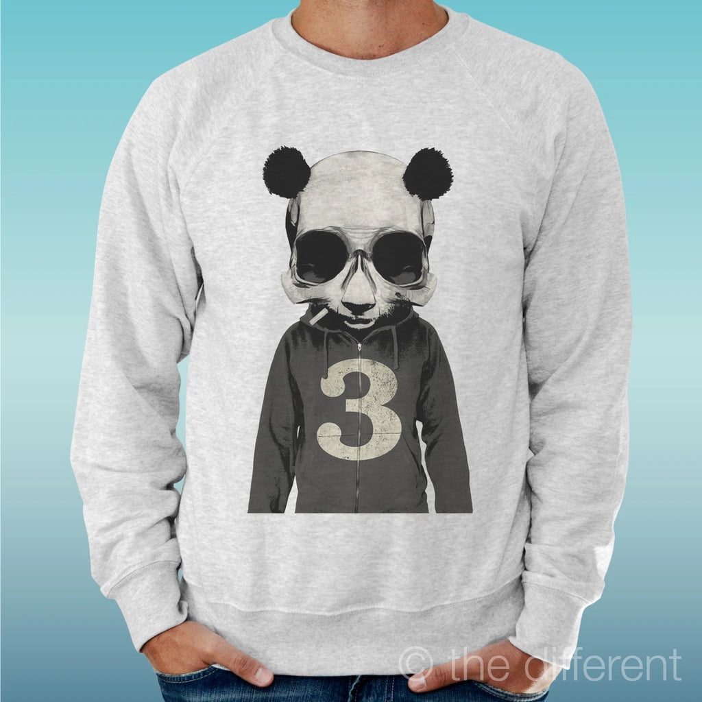 Felpa Man Light Sweater Light Grey " Panda Skull Dope "