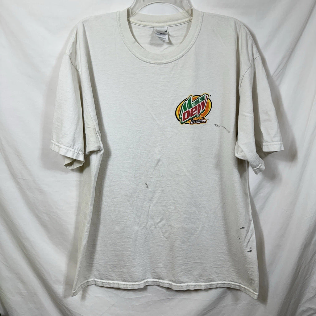 Vintage Distressed Mountain Dew LiveWire XL Graphic T-Shirt Y2K Live Wire Orange