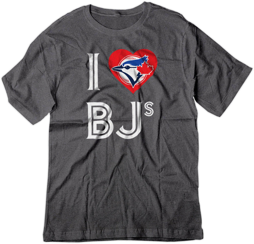 BSW Men's I Love BJ's Jays Baseball Sex Humor Heart Shirt