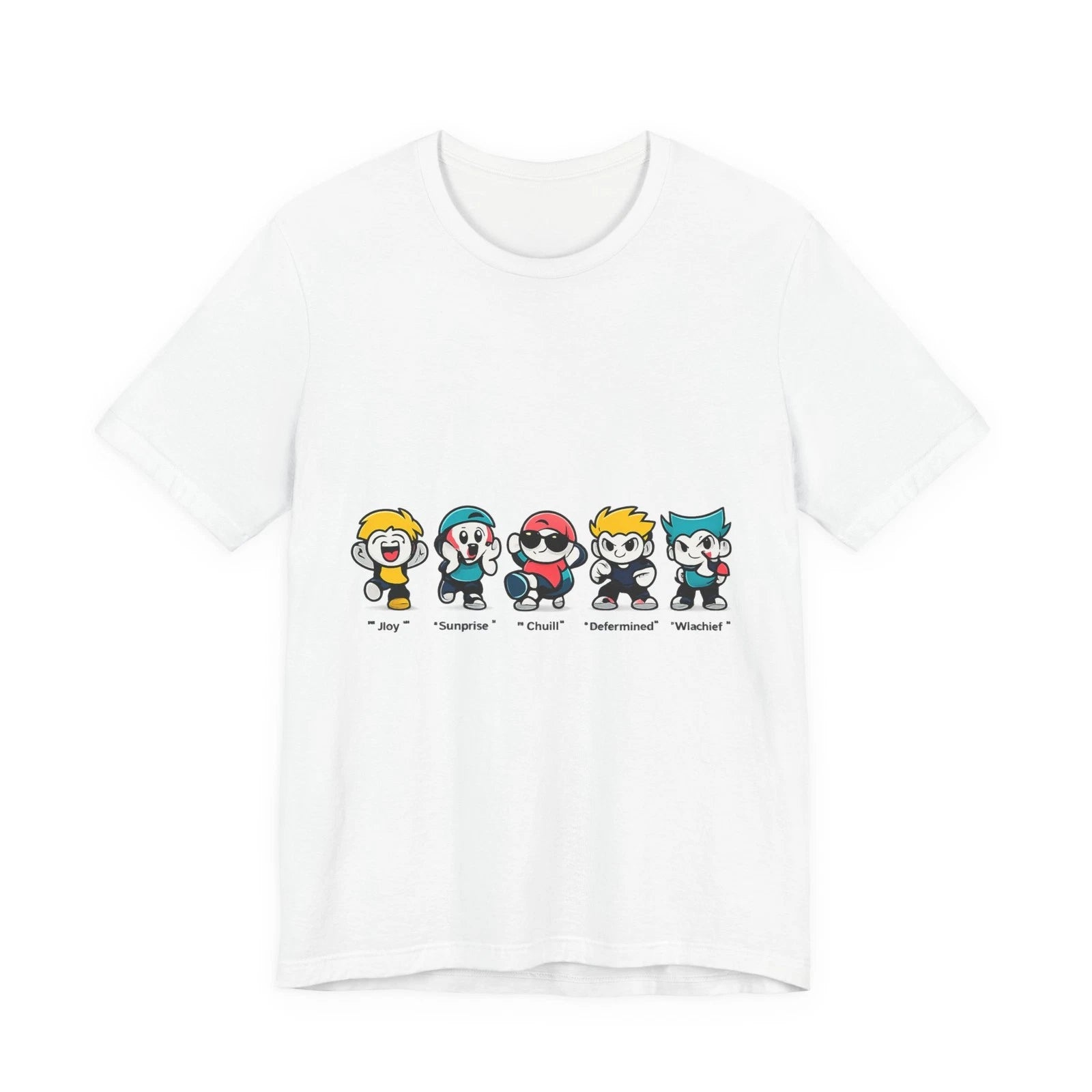 Mood Face Cartoon Tee | bold outline kawaii, emoji cartoon