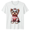 Cute Yorkie Dog Wearing Heart Womens T-Shirt Yorkshire Terrier Dog