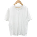 nano universe V-Neck Cotton T-Shirt White Short Sleeve Size S Used AB