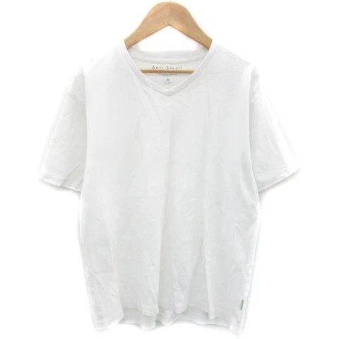 nano universe V-Neck Cotton T-Shirt White Short Sleeve Size S Used AB