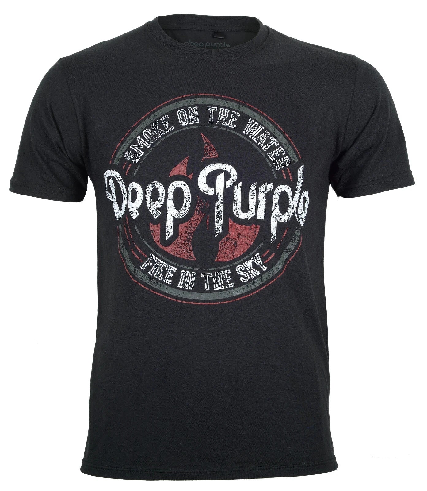 Official  Deep Purple T Shirt Smoke On The Water Circle Classic Rock Black New