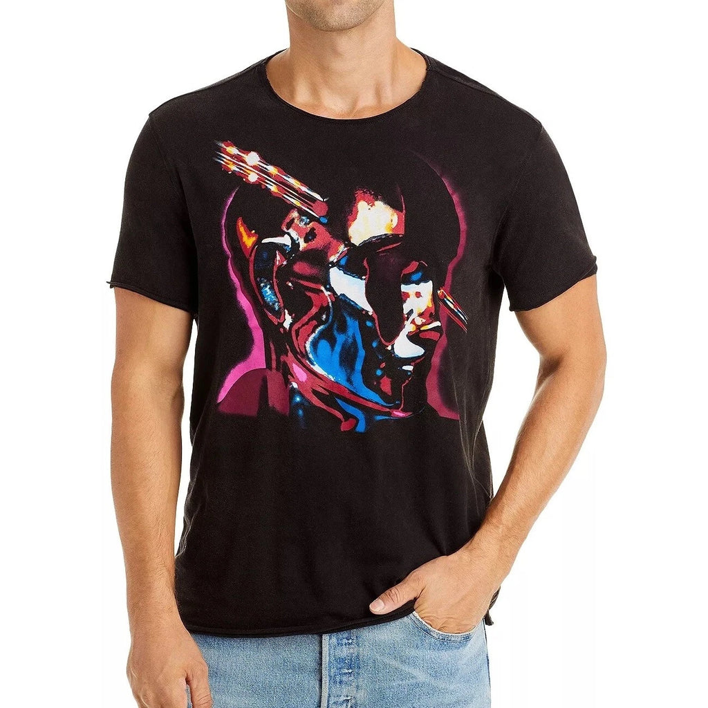 John Varvatos Men's Judas Priest Stained Class Graphic T-Shirt Raw Edges Black