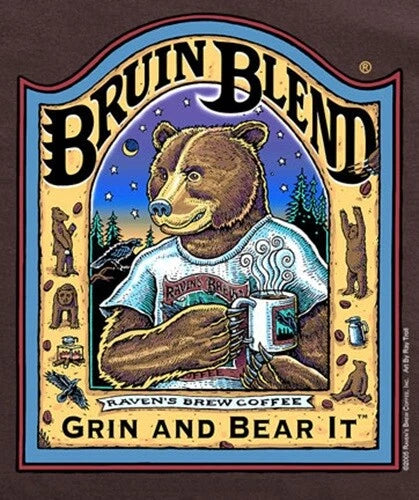Ray Troll Bruin Blend Coffee New adult t-shirt XX,  XL,  M Grin and Bear It tee