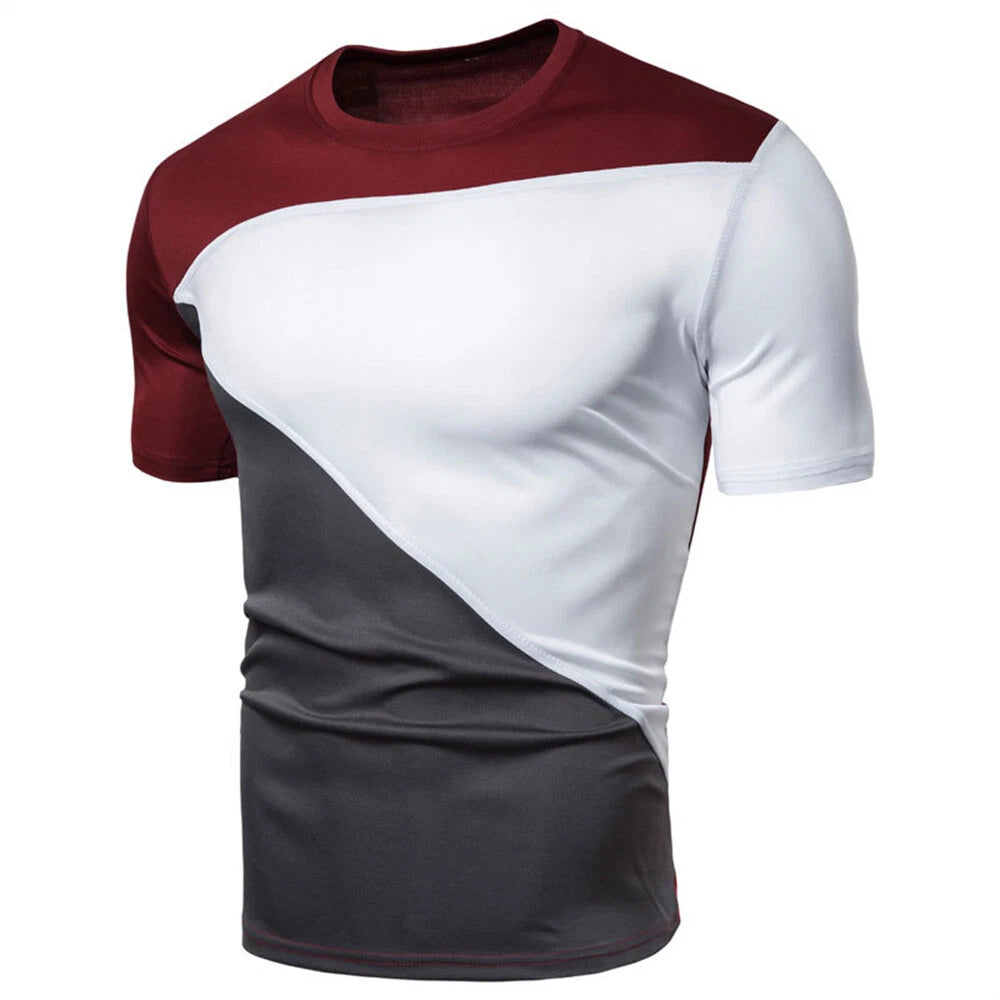 Men Athletic Shirts Short Sleeve Fitted Gym T-Shirts Running Hiking Training Tee