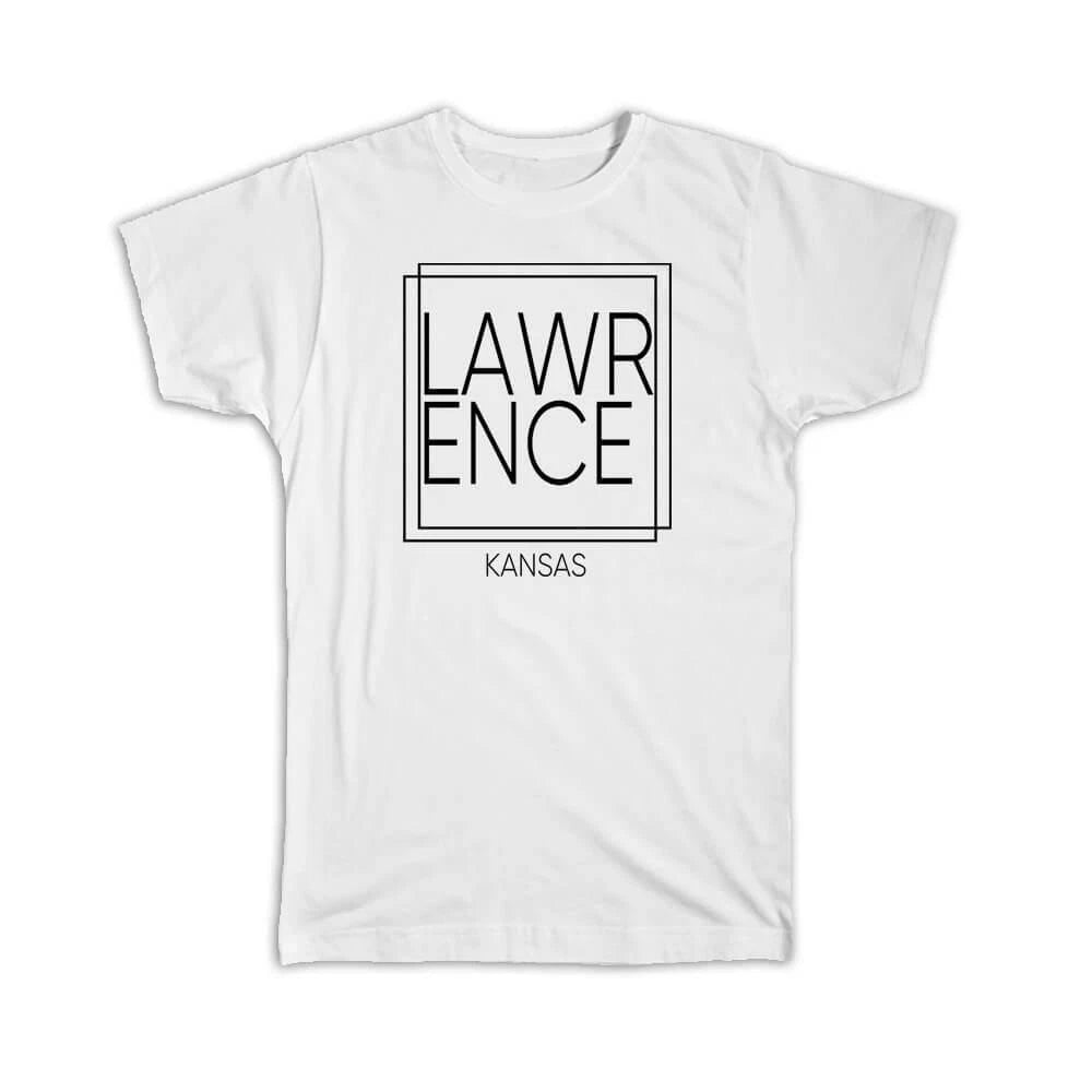 Gift T-Shirt : LAWRENCE Kansas Square Modern Minimalist Font