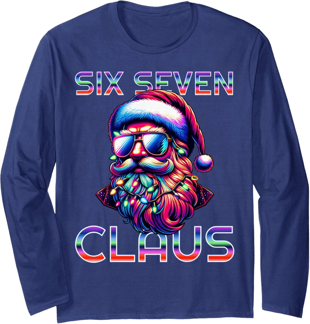 Funny 67 Meme Santa Christmas Brainrot Design Long Sleeve T-Shirt