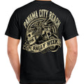 2024 Panama City Beach Rally Week Grunge & Chains Skull Wing T-Shirt