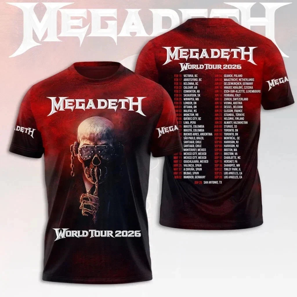 Super Hot Megadeth 2026 World Tour Black S to 5XL Concert 3D Shirt