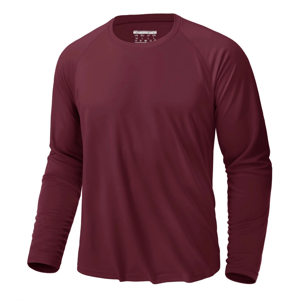 UPF50+ Men's Long Sleeve Sun Protection Shirts Hiking Running Gym UV Shirt Tops
