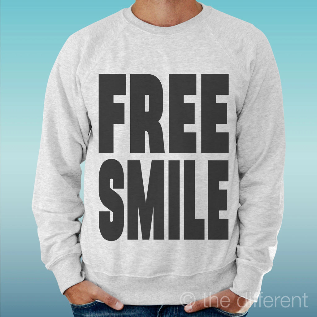 Felpa Man Light Sweater Light Grey " Free Smile " Road To Happiness