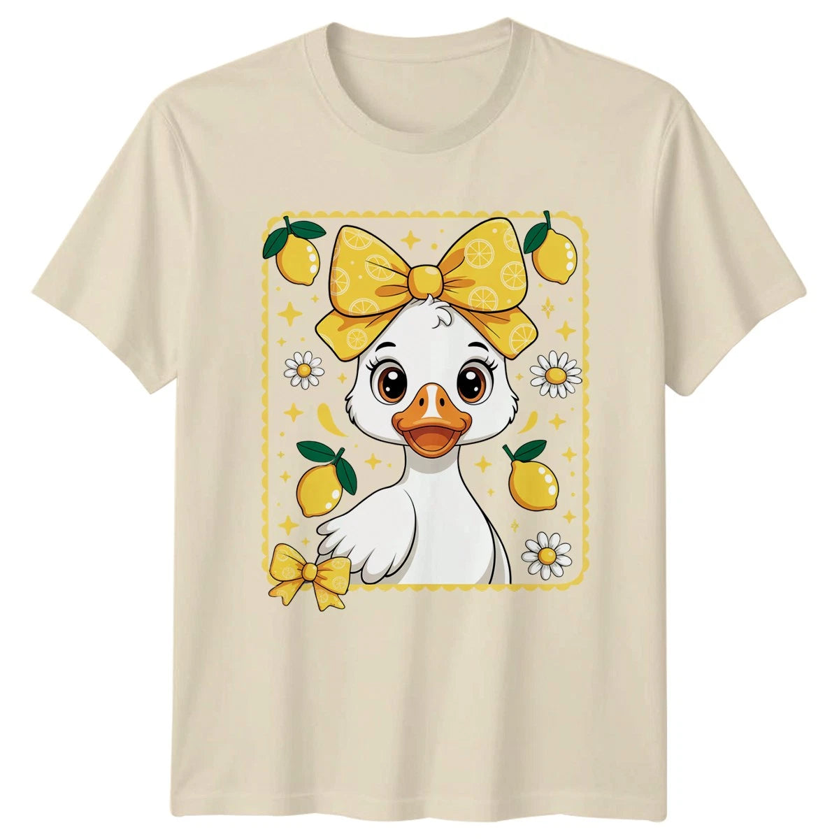 Cute Baby Duckling Wearing Lemon Womens T-Shirt Farm Animal Birthday