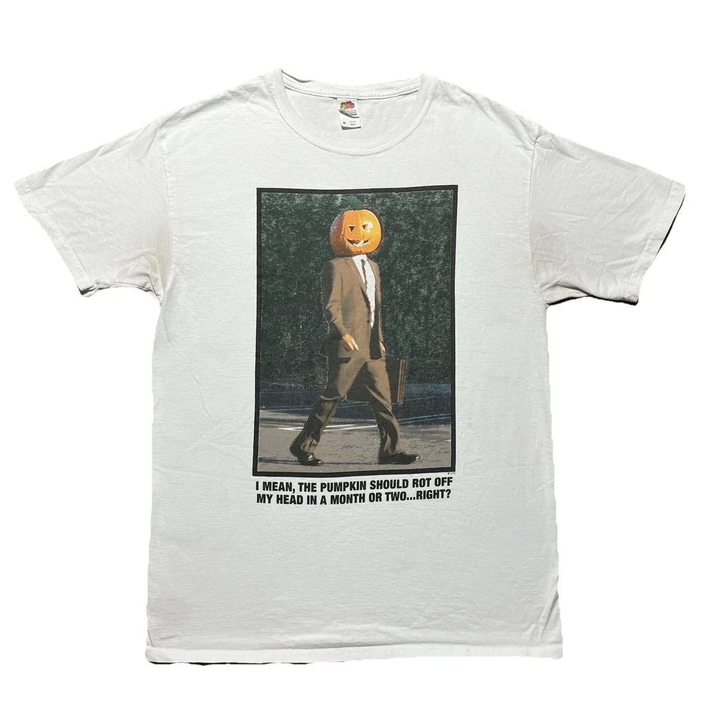 The Office T Shirt Mens M White Funny Dwight Pumpkin Head Graphic