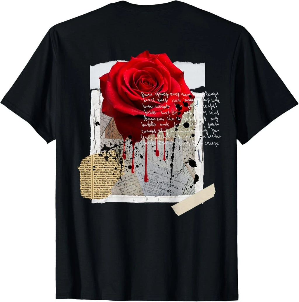 ( ON Back ) Streetwear Graphic Dark Floral Urban Aesthetic Unisex T-Shirt