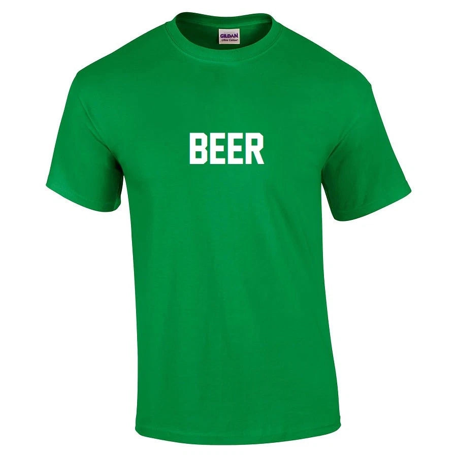 BEER T-shirt White Irish Green Saint Patrick's Day Cotton Drinking Shirt S-5XL