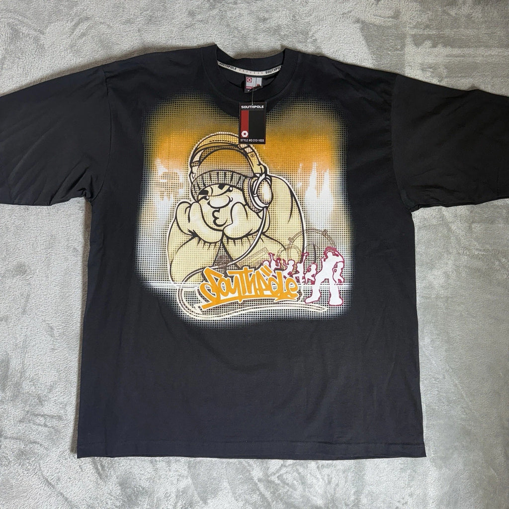 Y2K Southpole DJ Hip-Hop T-Shirt Mens XL Black Streetwear Graphic NWT