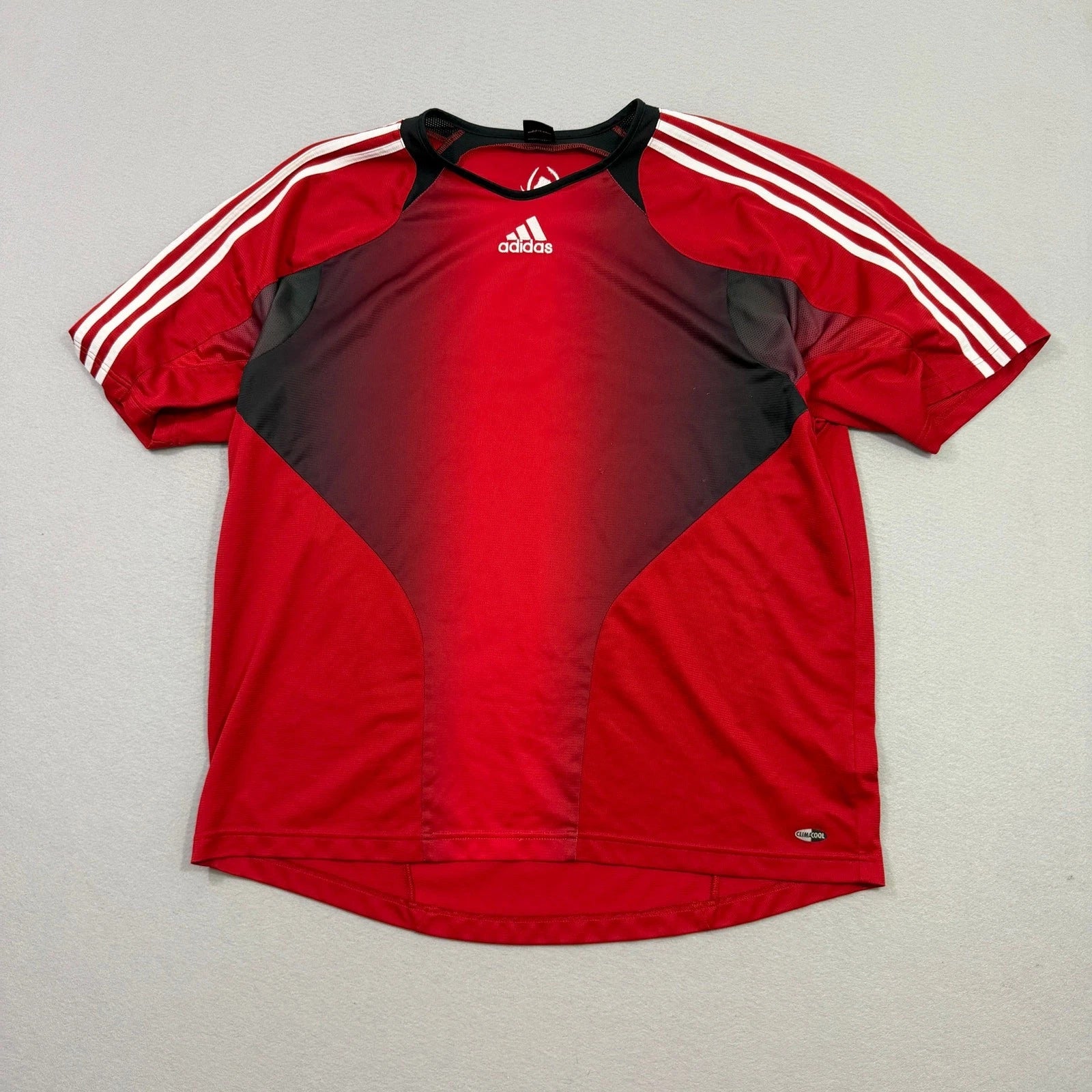 Vintage Adidas Jersey Shirt Mens 2XL Red Striped 2004 Soccer y2k Blokecore 2000s