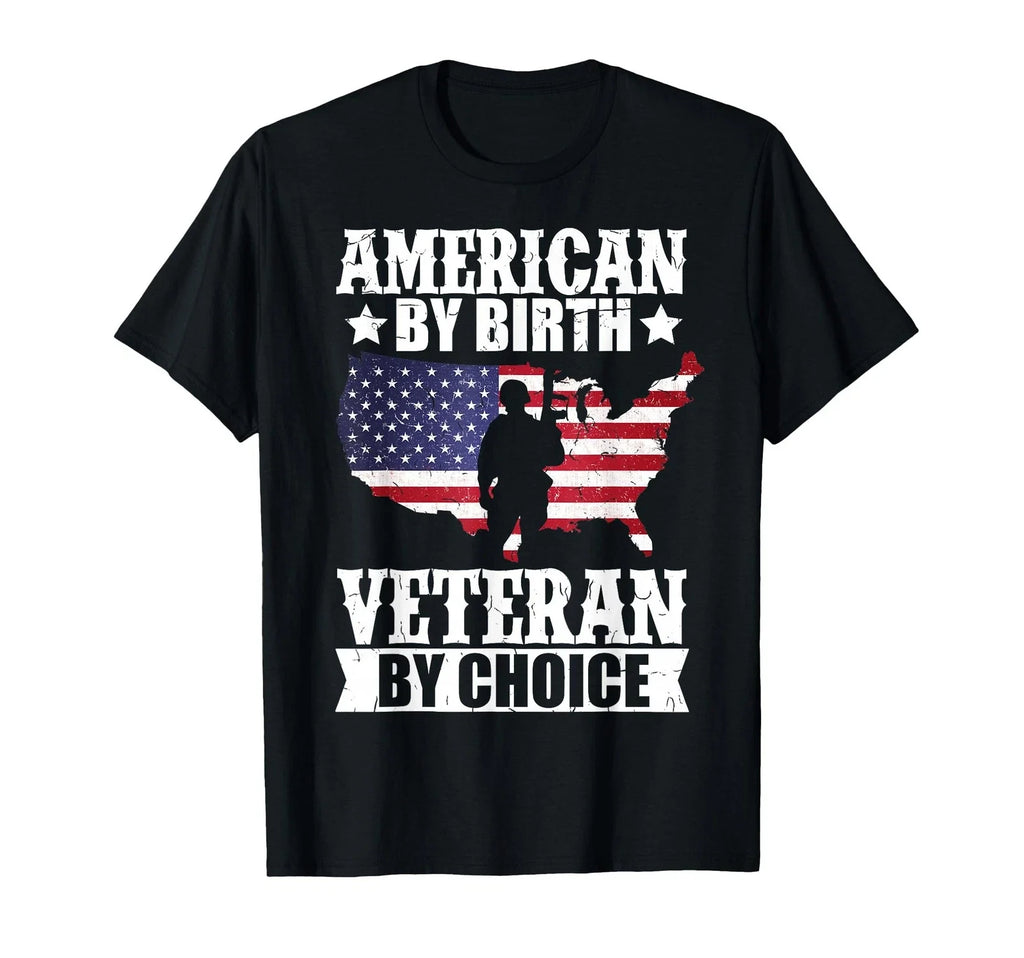 American by Birth Veteran by Choice US Flag Veterans Day T-Shirt