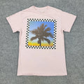 Creative Empire Shirt Men's Small Pink Palm Tree Checkered Graphic Short Sleeve