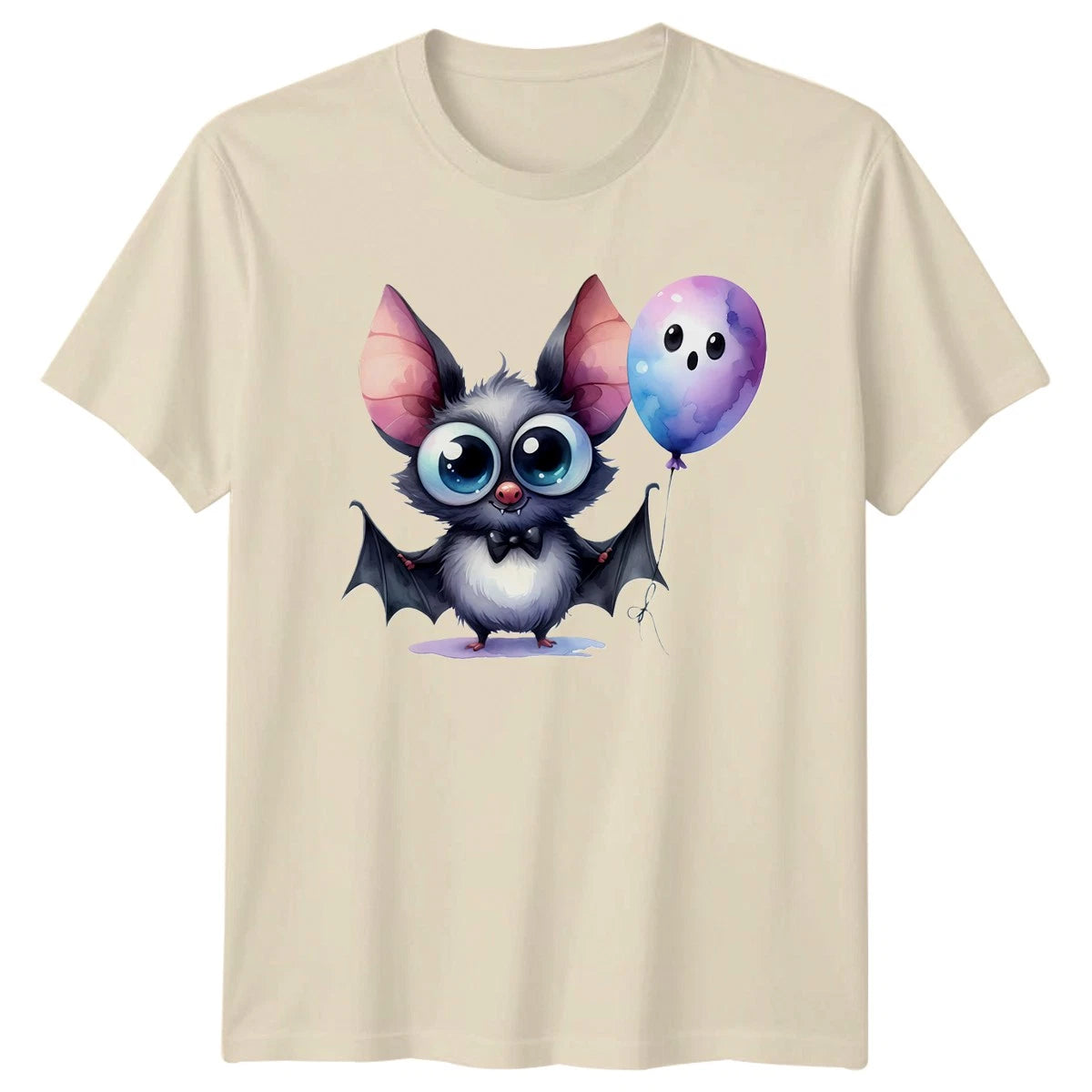 Cute Bat Balloon Bats Animals Mens T-Shirt Womens Tee Graphic Unisex Top