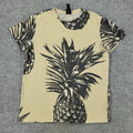 H&M Shirt Men Small Beige Pineapple AOP Graphic Tee Crew Neck Short Sleeve Adult