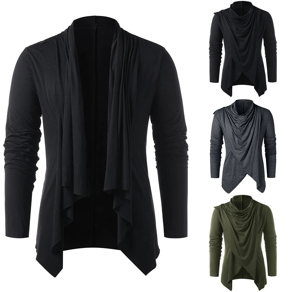 Casual Yet Stylish Men's Asymmetrical Overlap Cardi Top with Shawl Collar