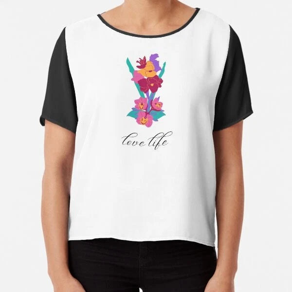 Love Life Aesthetic Flower Chiffon Top New Made Australia T-Shirt S-2XL